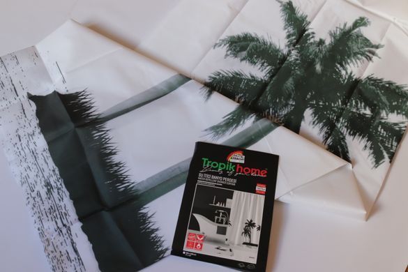 Штора для ванної Miami Tropichome 180x200 cм, Чорно- білий